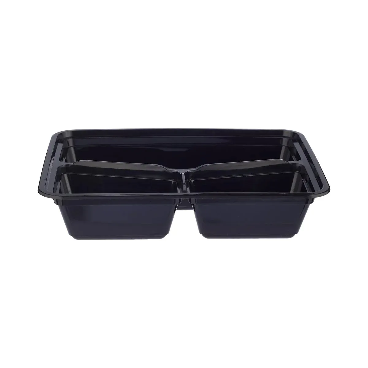 5 Pieces Black Base Rectangular Microwavable 3 Compartment Container with Lid