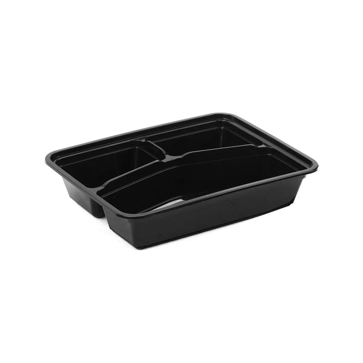 50 Sets Black Base Rectangular 3 Compartment Microwavable Container