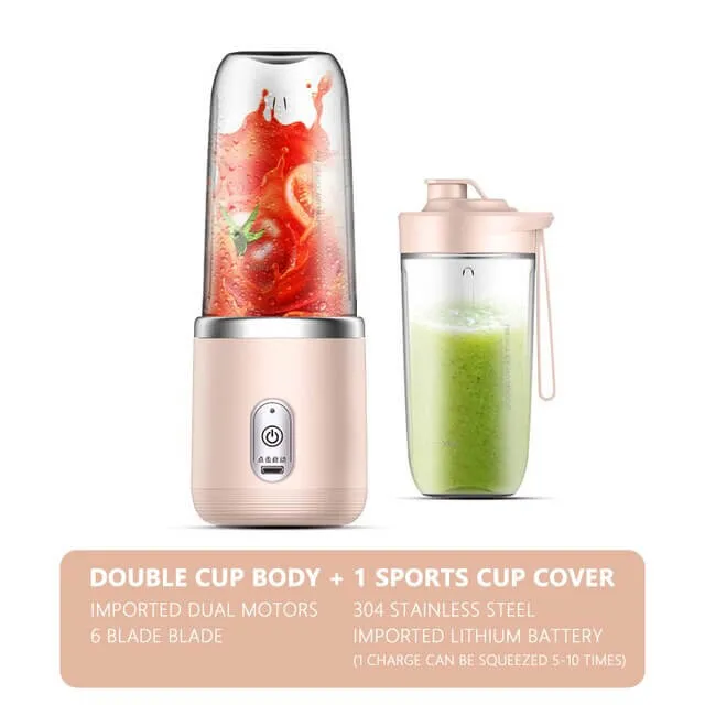 6-Blade Portable Juicer Blender: Fresh Drinks Anywhere, Anytime!
