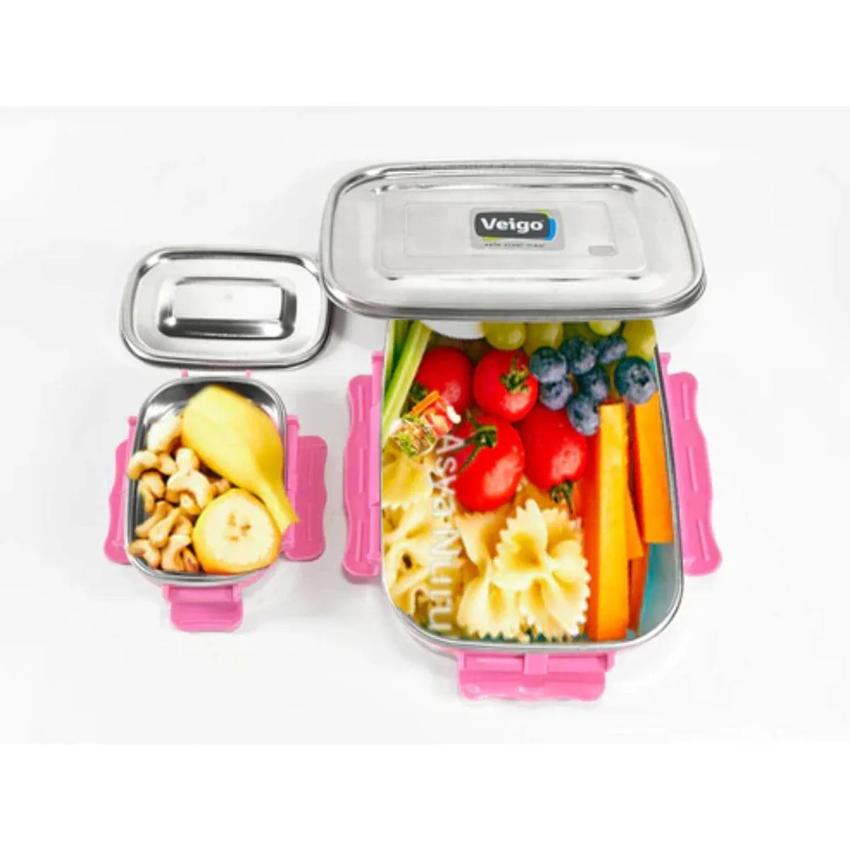 Adventure Ready MaxoSteel Camping Tiffin Box - Jumbo (950ml   200ml) - Pink