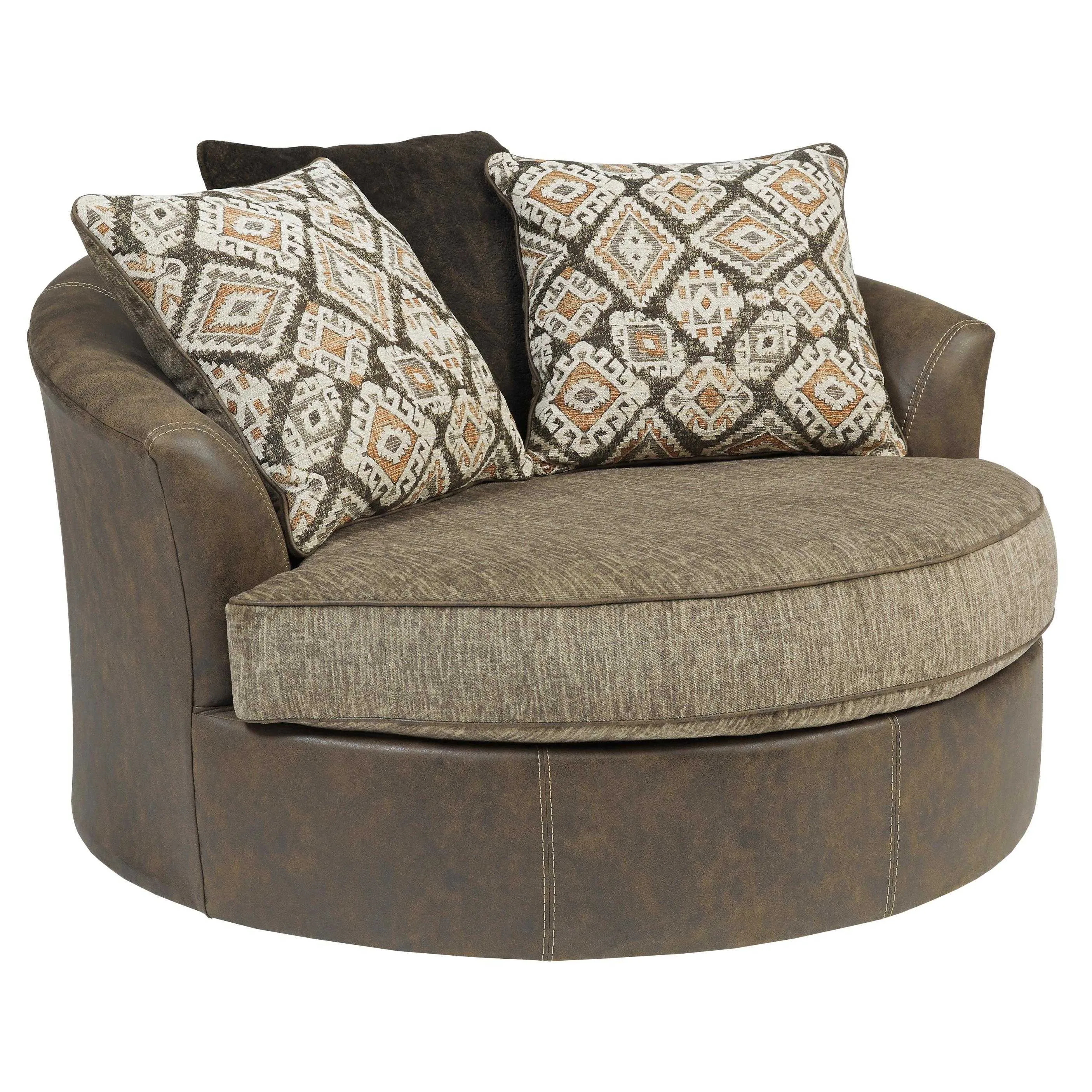 Benchcraft Abalone Swivel Fabric and Leather Look Accent Chair 9130221