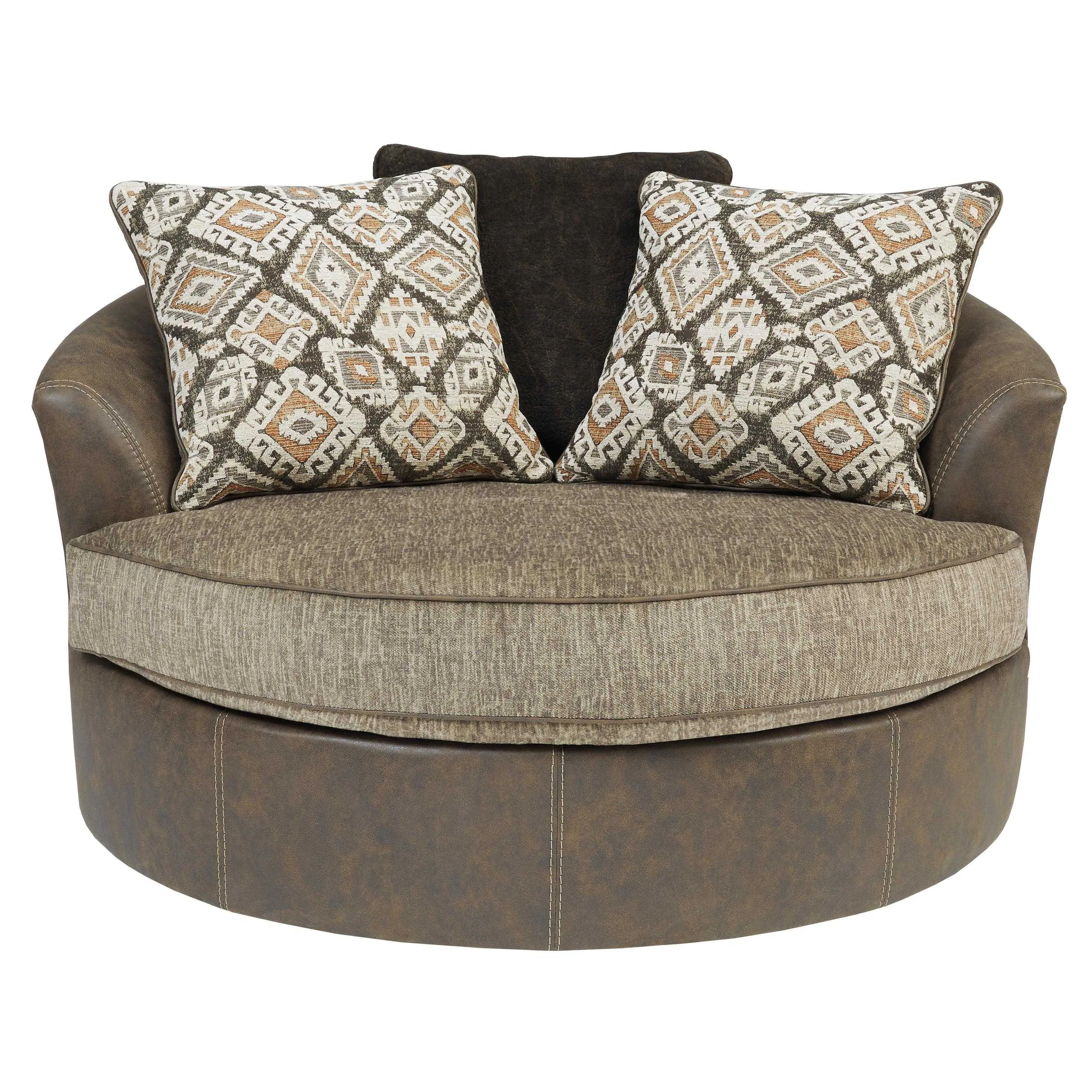 Benchcraft Abalone Swivel Fabric and Leather Look Accent Chair 9130221