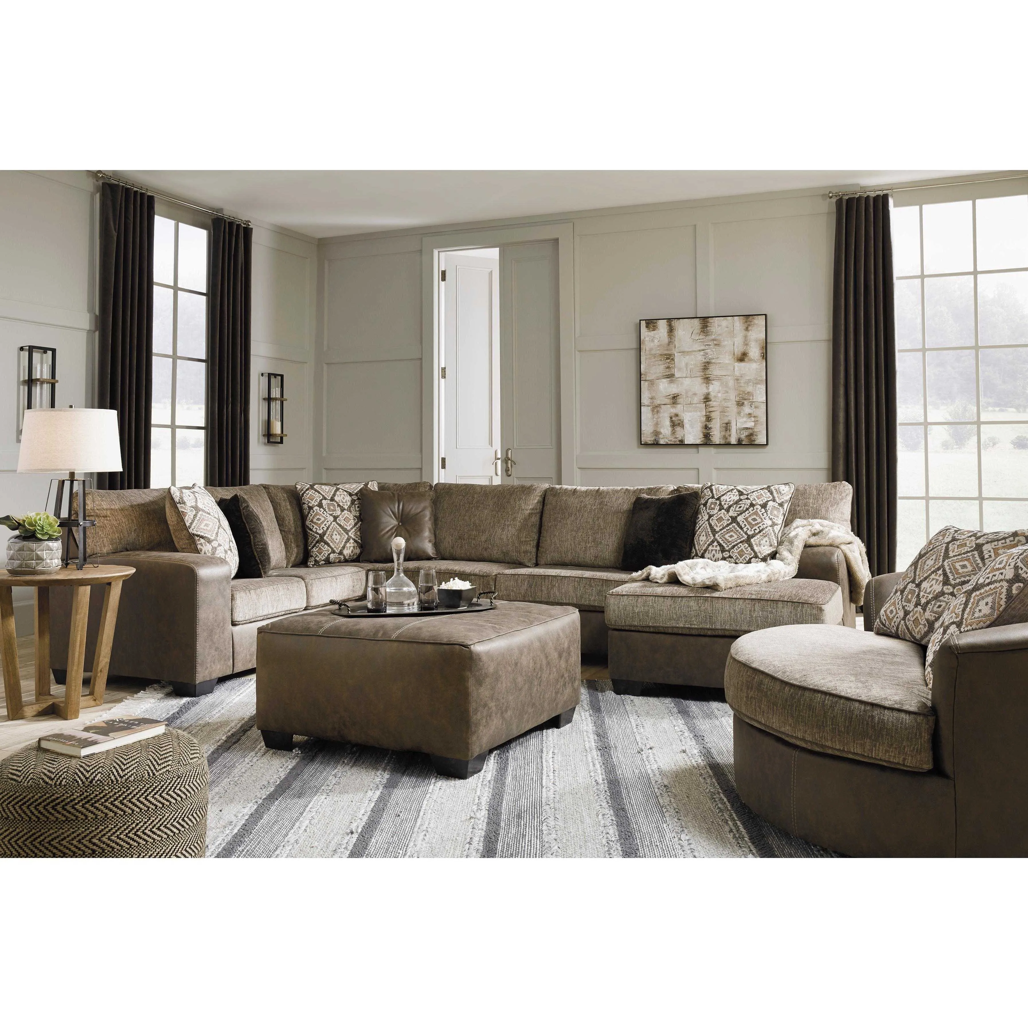 Benchcraft Abalone Swivel Fabric and Leather Look Accent Chair 9130221