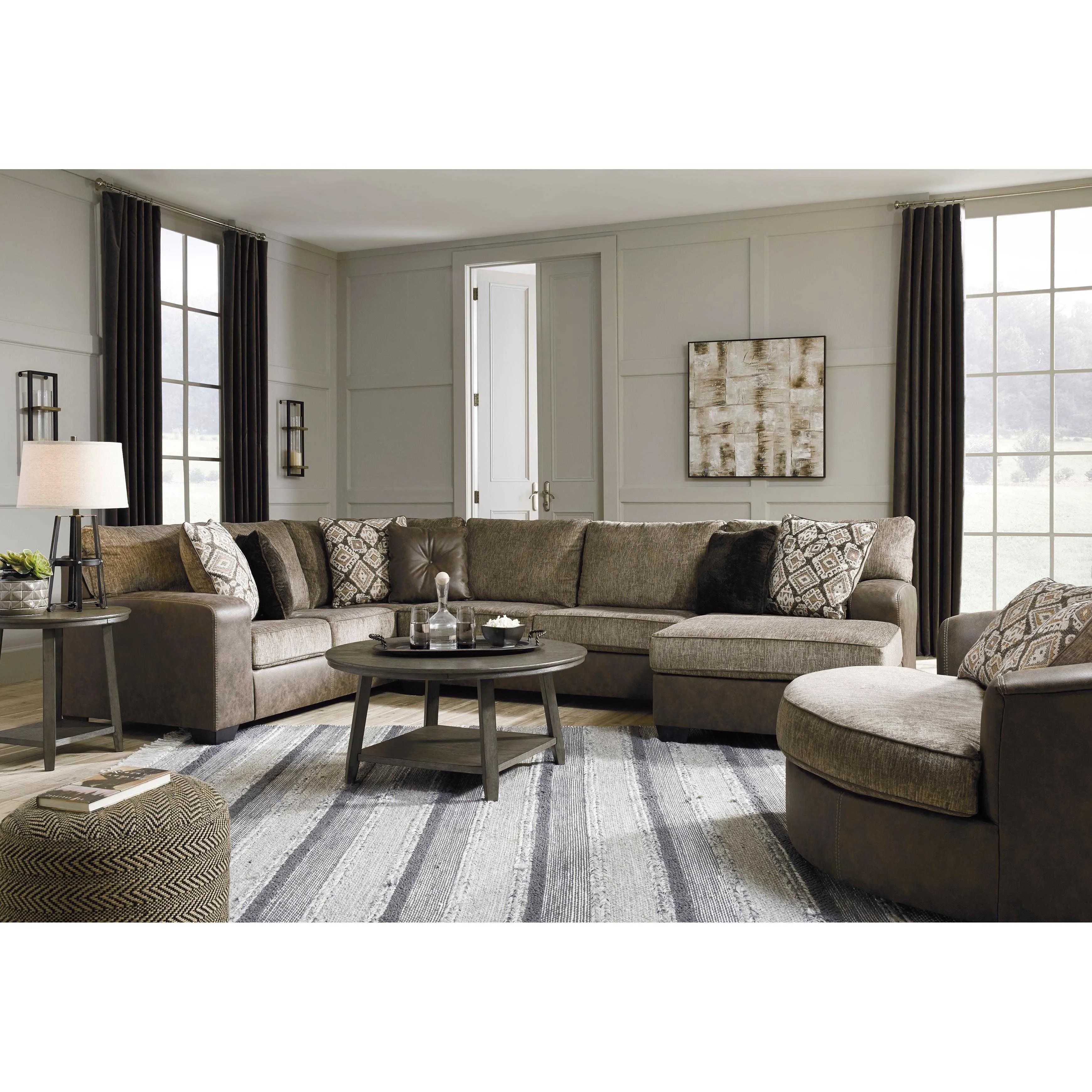 Benchcraft Abalone Swivel Fabric and Leather Look Accent Chair 9130221