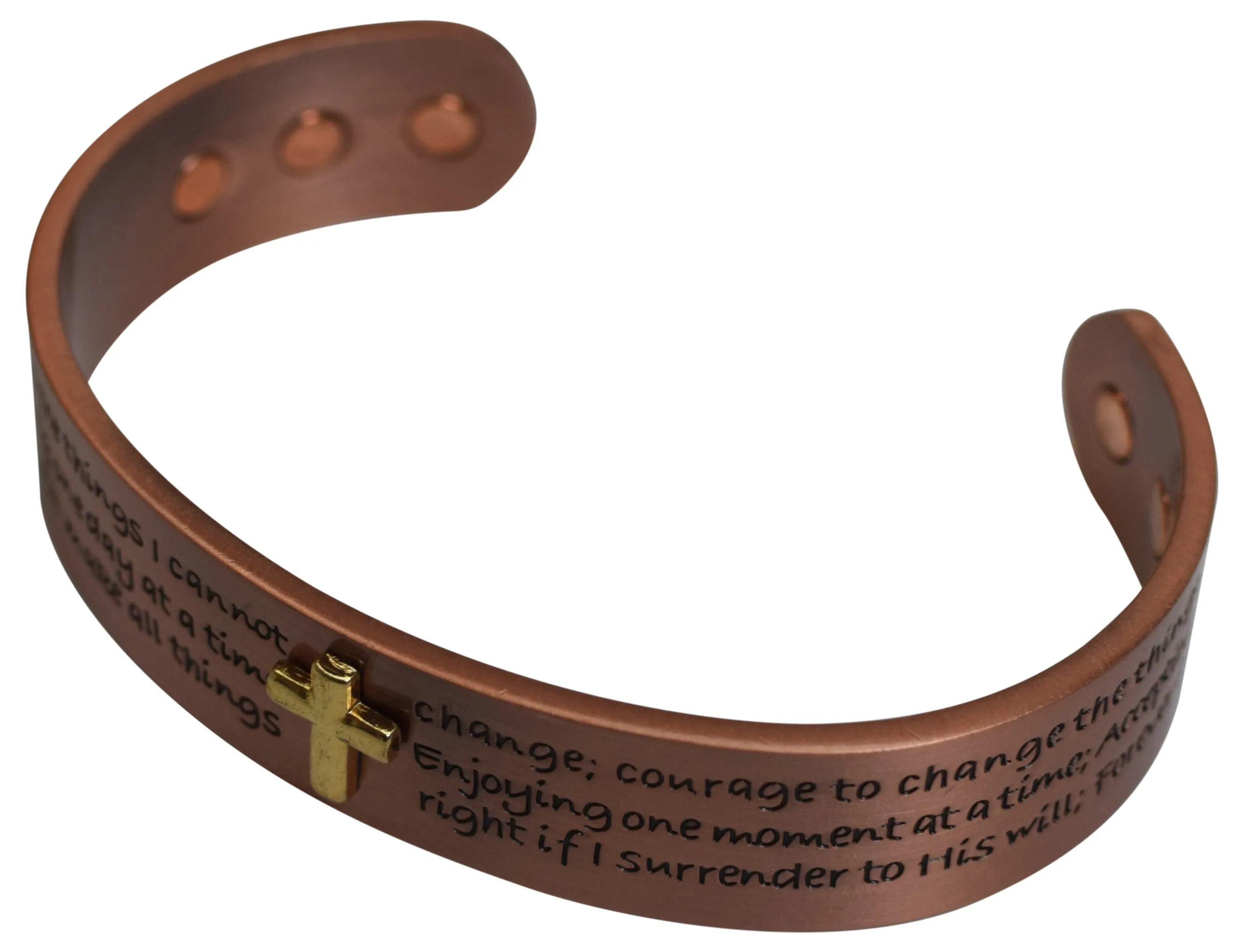 Copper Bracelet Cross Christian Adjustable W/ 6 Powerful Magnet for Joint Pain Relief & Arthritis