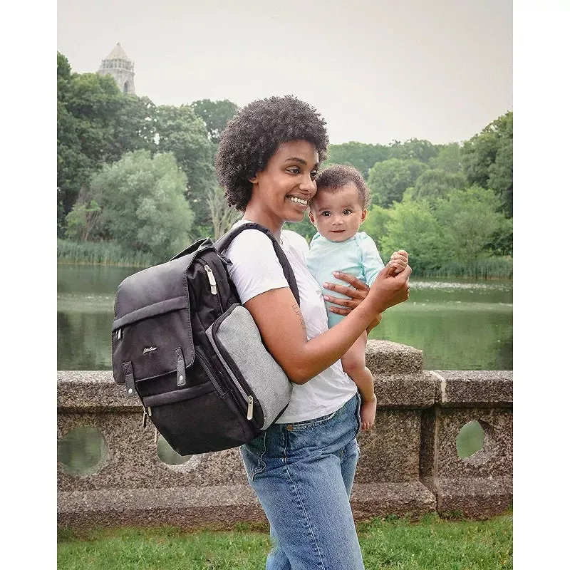Crosstown Cascade Back Pack Diaper Bag - Black/Gray