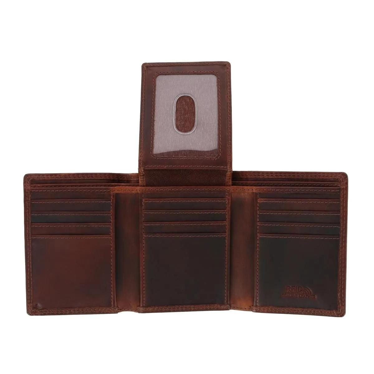 CTM® Men's Oil Tanned Leather Trifold Wallet with ID Flap
