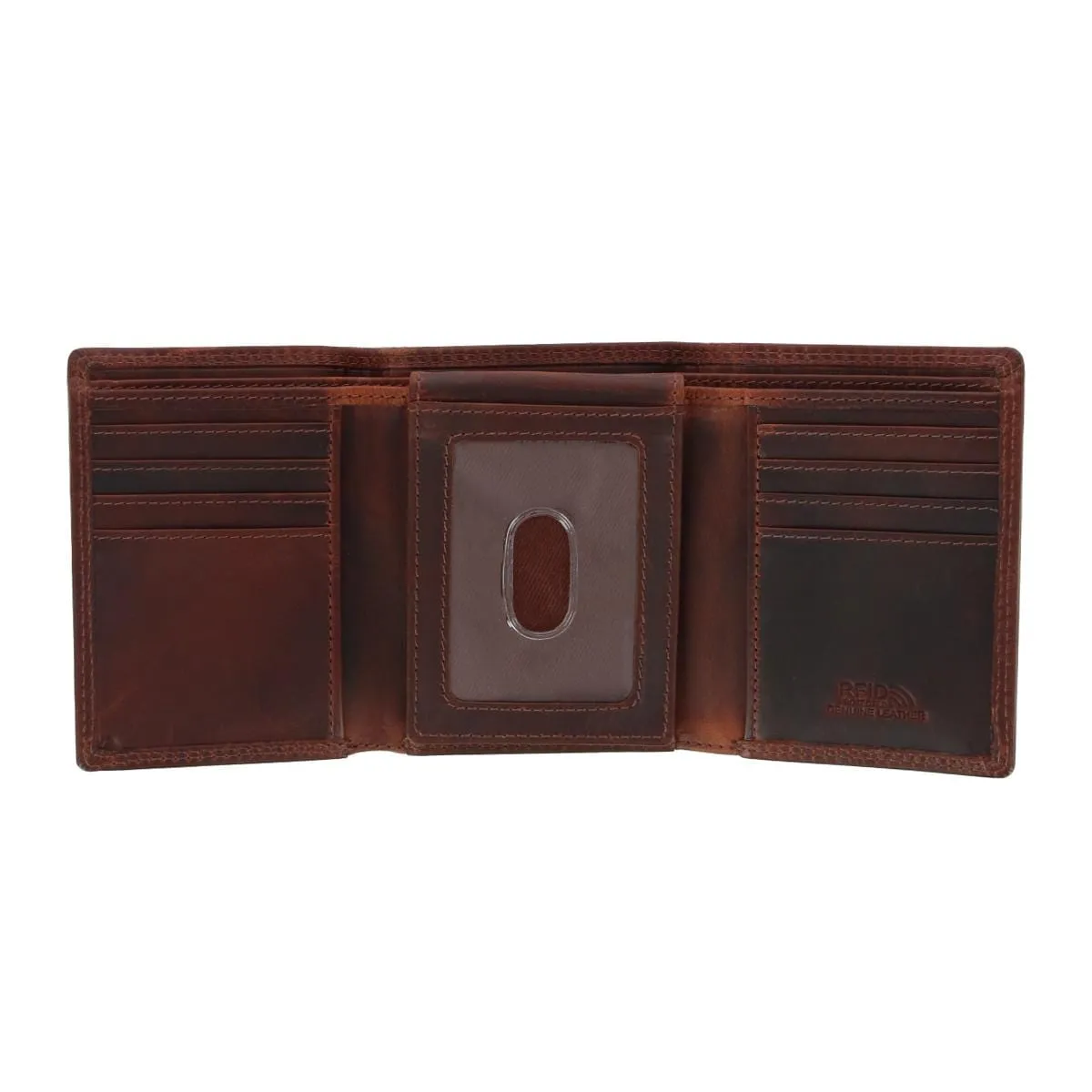 CTM® Men's Oil Tanned Leather Trifold Wallet with ID Flap