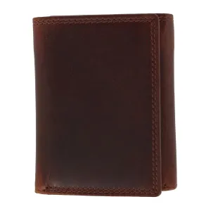 CTM® Men's Oil Tanned Leather Trifold Wallet with ID Flap