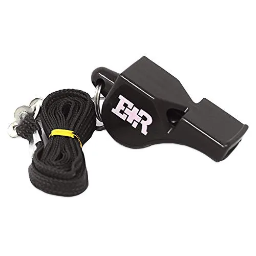 Ever Ready First Aid Safety Coach 3 Chamber Pealess Whistle with Matching Lanyard - Black