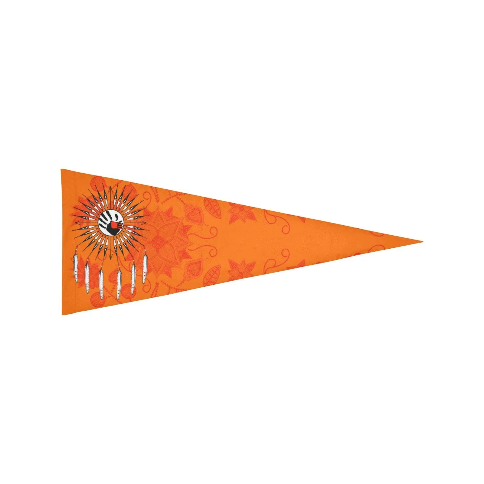Floral Beadwork Real Orange Feather Directions Trigonal Garden Flag 30"x12"