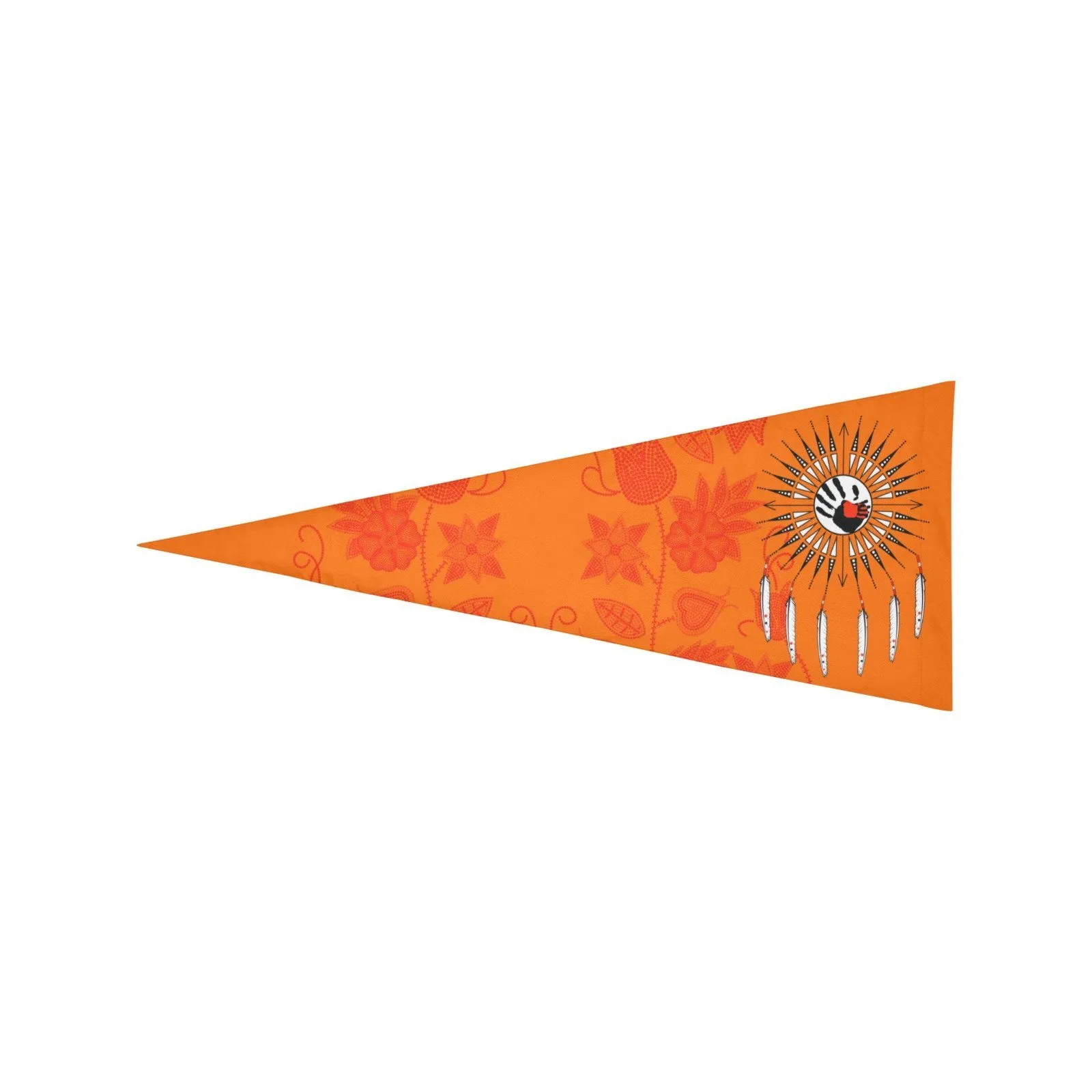 Floral Beadwork Real Orange Feather Directions Trigonal Garden Flag 30"x12"