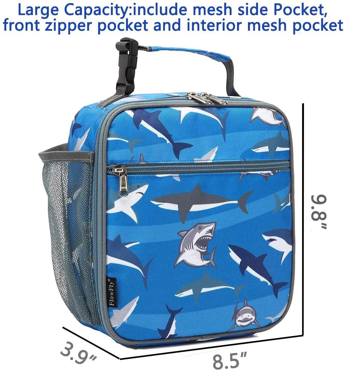 FlowFly Kids Lunch box Insulated Soft Bag Mini Cooler Back to School Thermal Meal Tote Kit for Girls, Boys, Mermaid