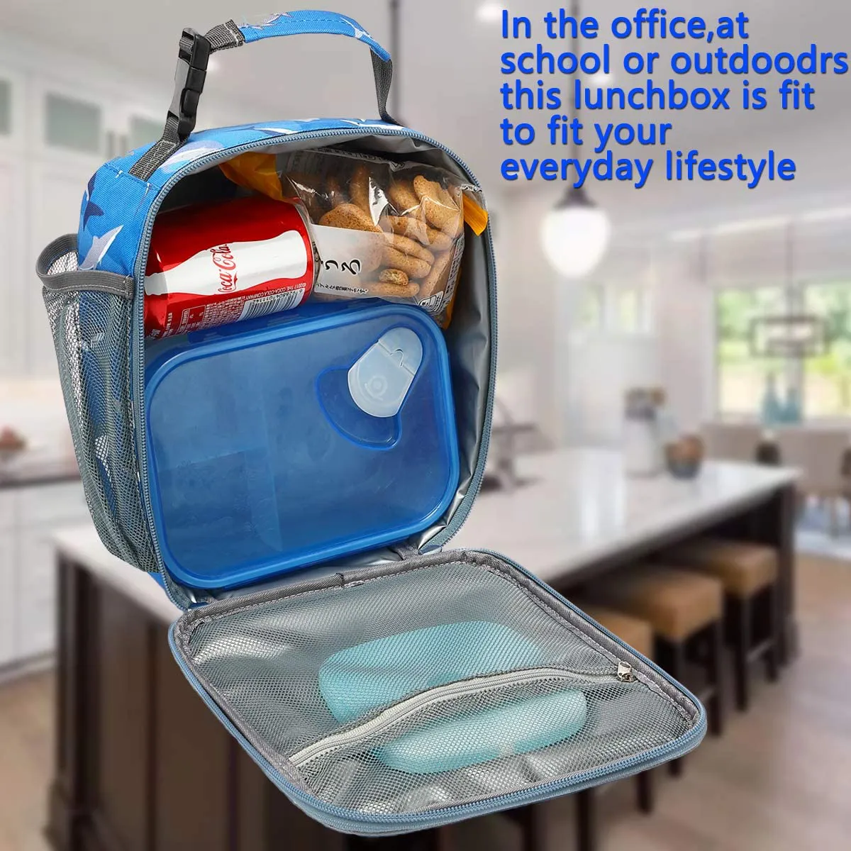 FlowFly Kids Lunch box Insulated Soft Bag Mini Cooler Back to School Thermal Meal Tote Kit for Girls, Boys, Mermaid