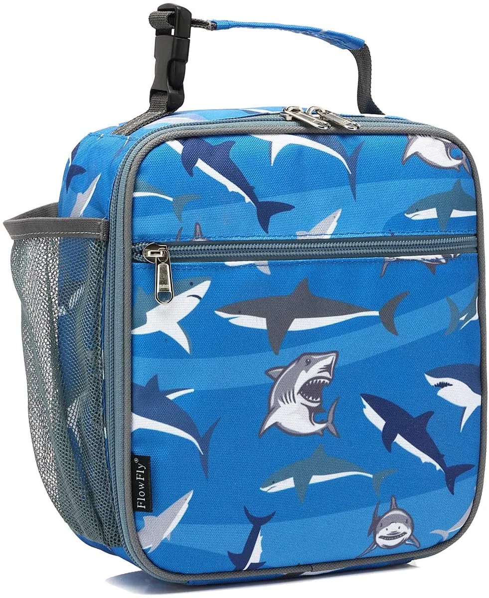 FlowFly Kids Lunch box Insulated Soft Bag Mini Cooler Back to School Thermal Meal Tote Kit for Girls, Boys, Mermaid
