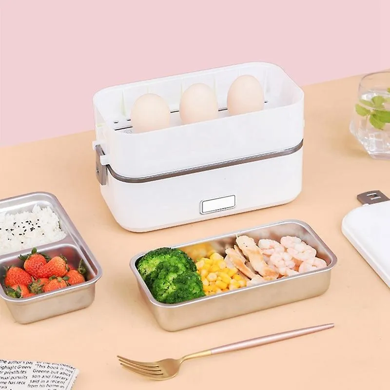 Green 2 Layer Portable Lunch Box Container Electric Heating Insulation Dinnerware Storage Container For Food Fa0497