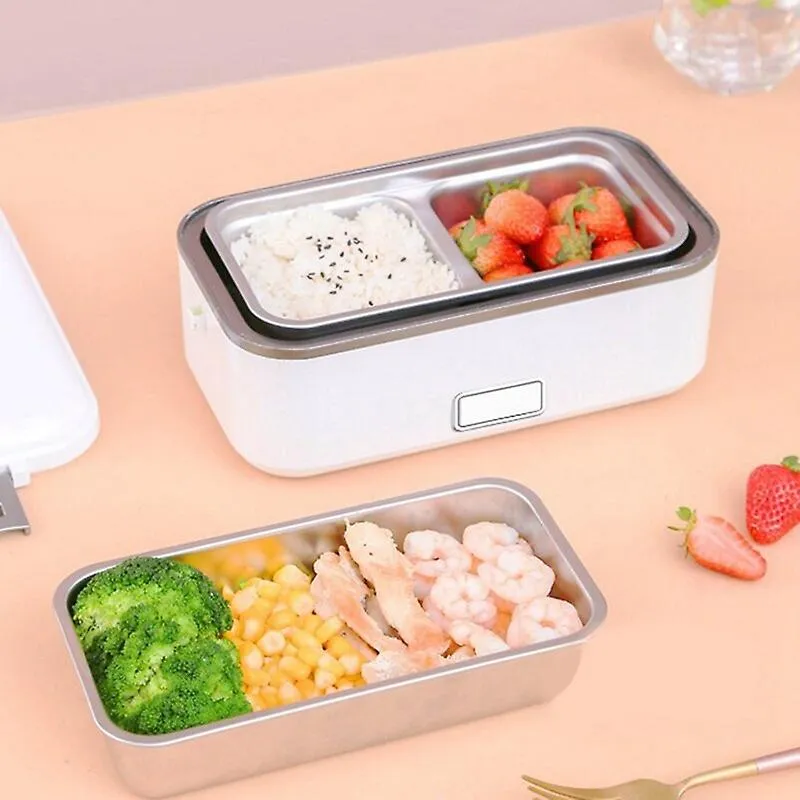 Green 2 Layer Portable Lunch Box Container Electric Heating Insulation Dinnerware Storage Container For Food Fa0497