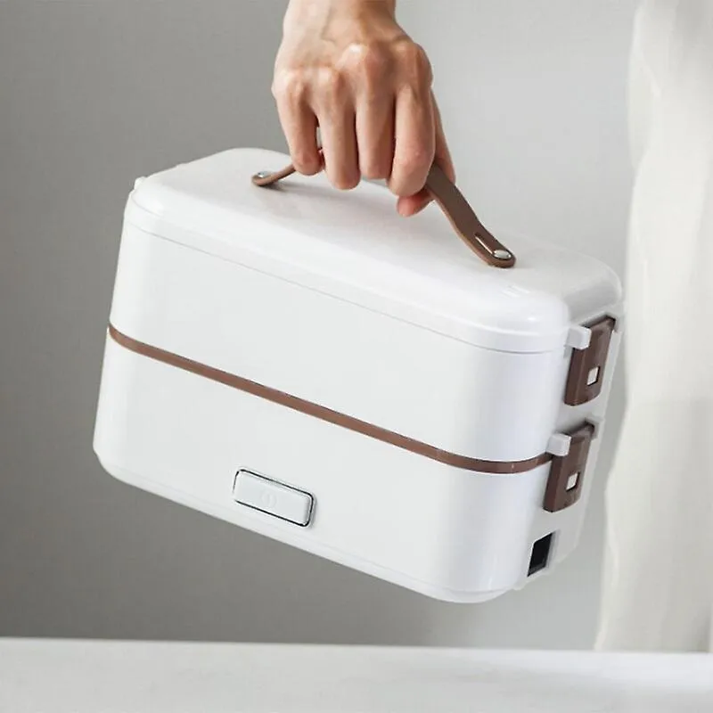 Green 2 Layer Portable Lunch Box Container Electric Heating Insulation Dinnerware Storage Container For Food Fa0497