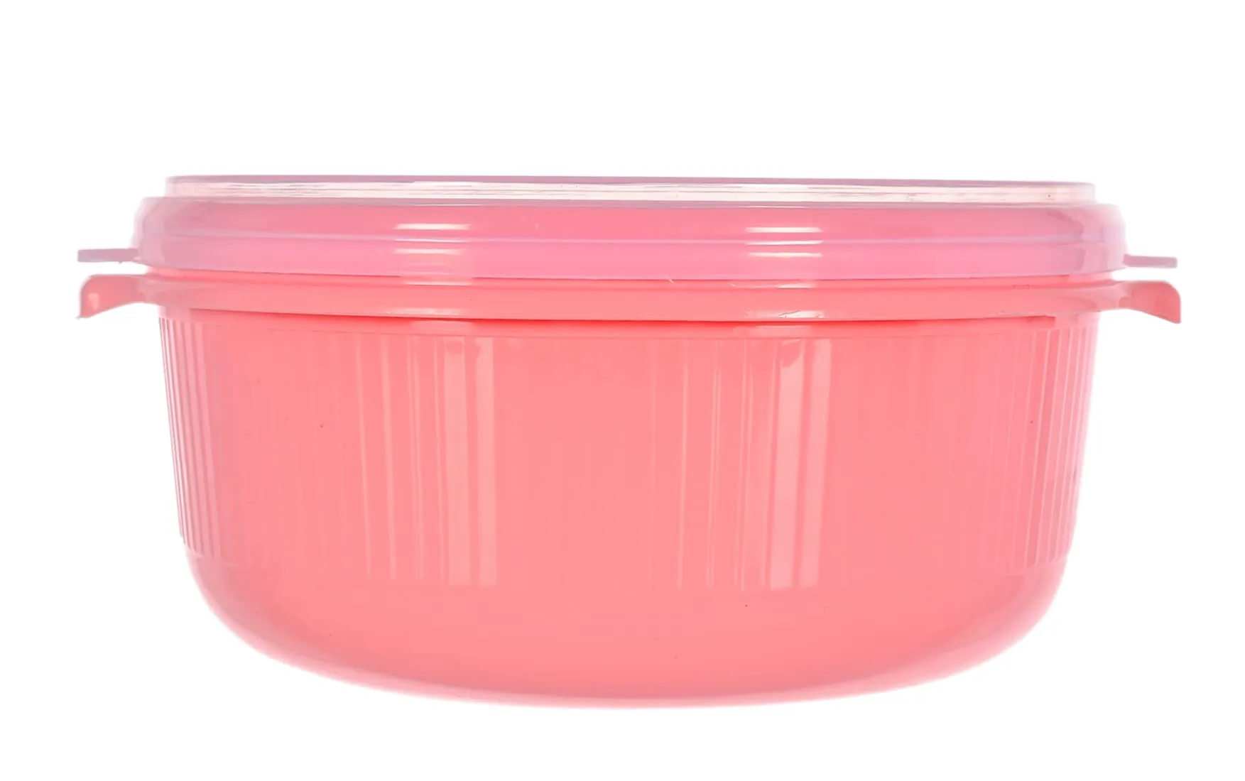 Kuber Industries 3 Piece Multiuses Plastic Serving/Mixing Bowls, Food Storage Containers Set With Lid, (3200ml, 1800ml, 1000ml) (Pink)-46KM0319