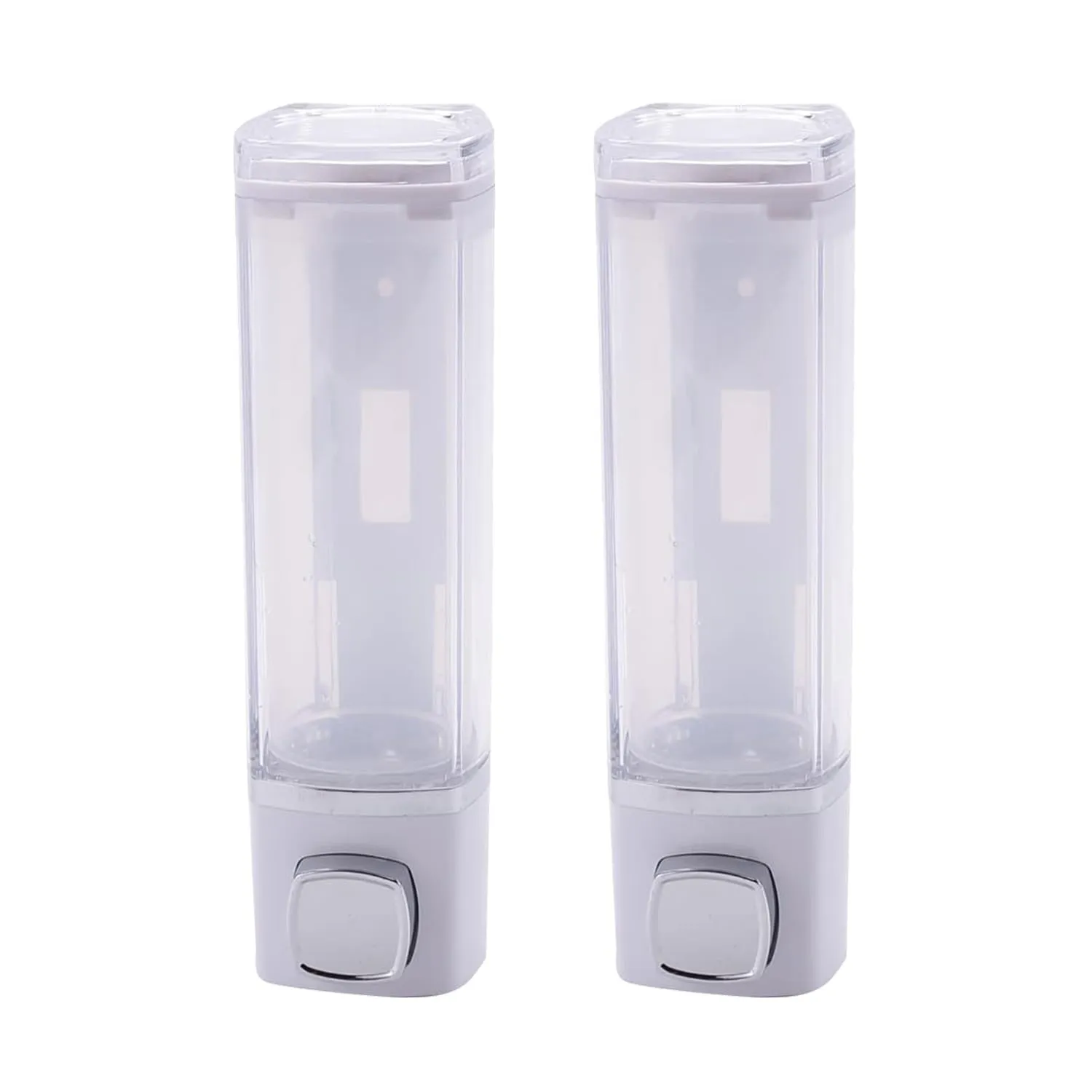 Kuber Industries Manual Shampoo & Soap Dispenser | Wall Mounted | Soap Dispenser for Kitchen & Bathroom | Refillable, Lightweight & Durable | Easy to Clean | White (Pack of 2)