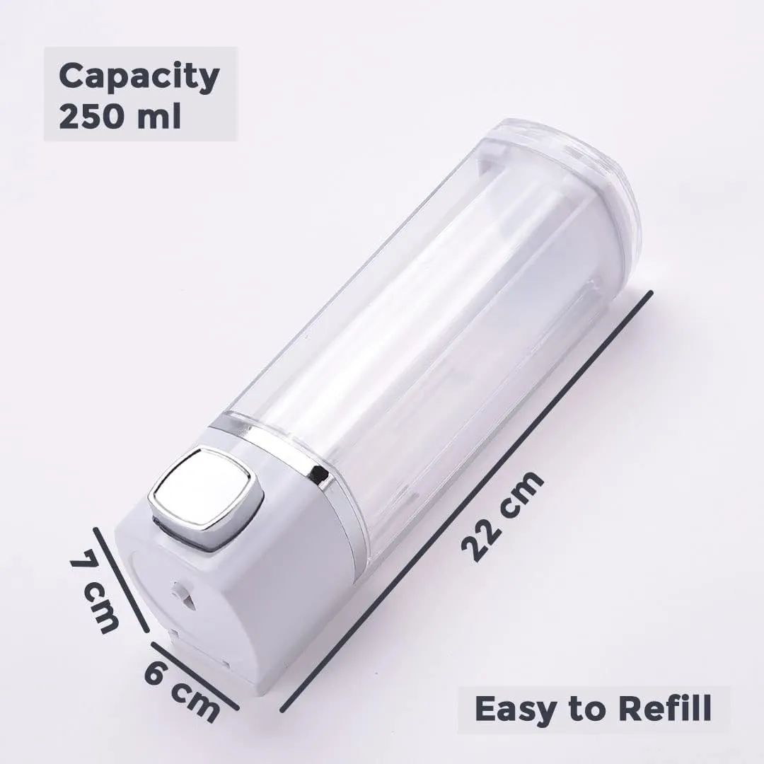 Kuber Industries Manual Shampoo & Soap Dispenser | Wall Mounted | Soap Dispenser for Kitchen & Bathroom | Refillable, Lightweight & Durable | Easy to Clean | White (Pack of 2)