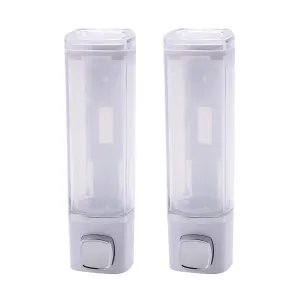 Kuber Industries Manual Shampoo & Soap Dispenser | Wall Mounted | Soap Dispenser for Kitchen & Bathroom | Refillable, Lightweight & Durable | Easy to Clean | White (Pack of 2)