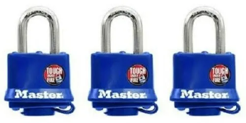 Master Lock 312TRI 3 Pack 1-1/2" Blue All Weather Keyed Alike Padlocks - Quantity of 1