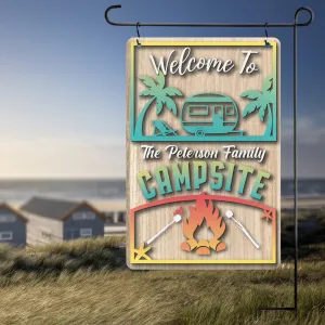 Personalized Beach Campground Metal Garden Flag