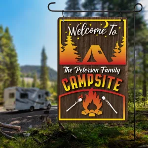 Personalized Tent Campsite Metal Garden Flag