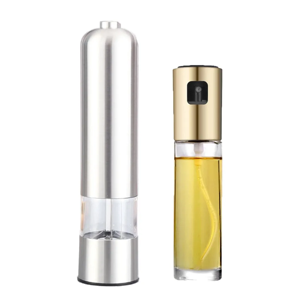 Portable Electric Pepper, Grain ,spice Grinder and  Oil Spray Cooking Accessories