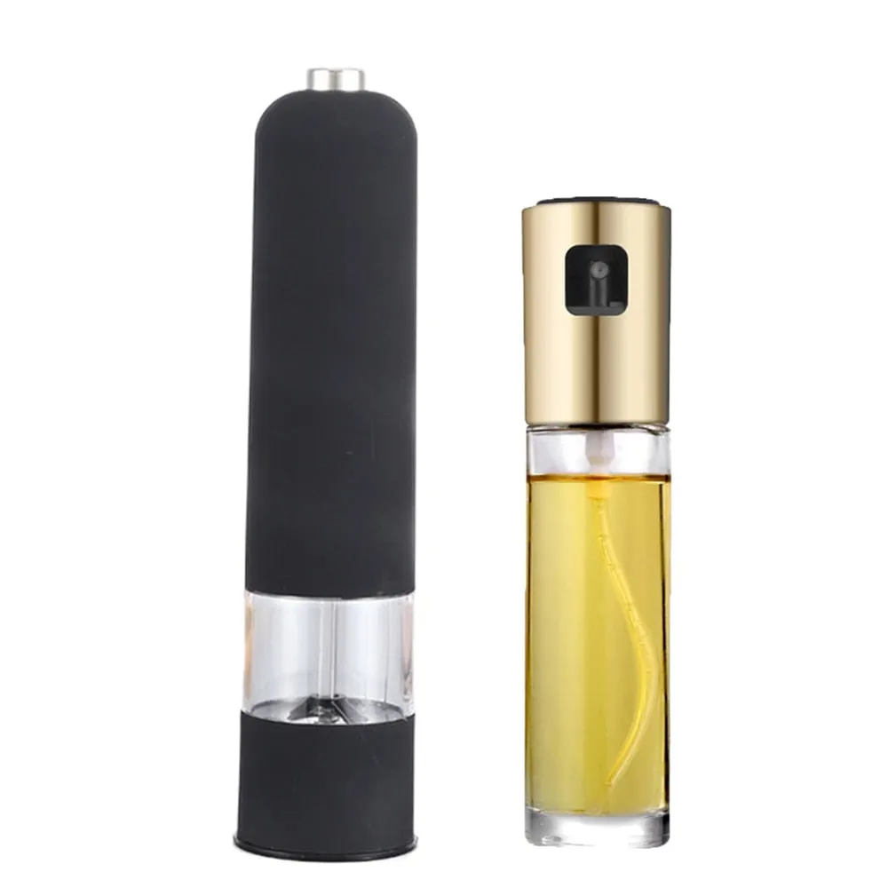 Portable Electric Pepper, Grain ,spice Grinder and  Oil Spray Cooking Accessories