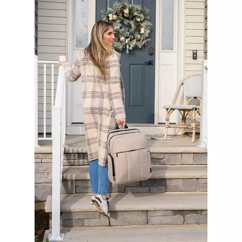 Quilted Puffer Backpack Diaper Bag - Taupe (See Description)