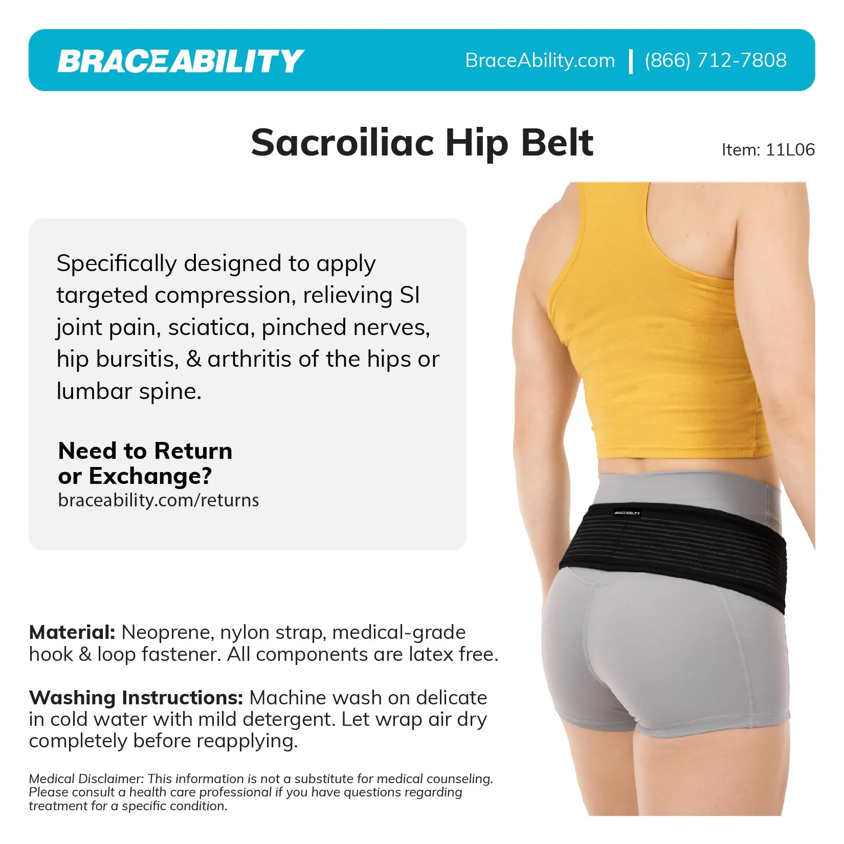 Sacroiliac Belt | SI Joint Brace for Lower Back Support, Sciatica Treatment, Bursitis Hip Pain Relief