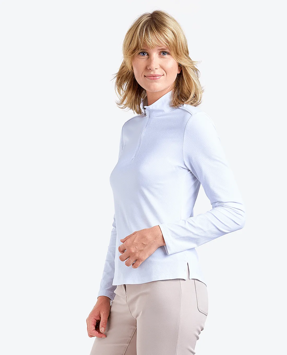 SIZE L - NIVO UV Nadia 'LivCool' Long Sleeve Polo 106 White