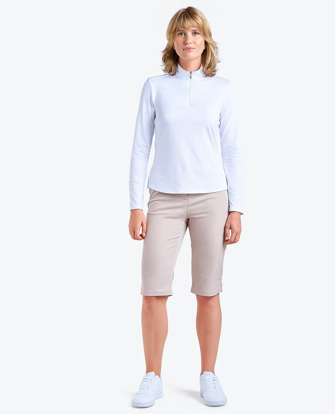 SIZE L - NIVO UV Nadia 'LivCool' Long Sleeve Polo 106 White