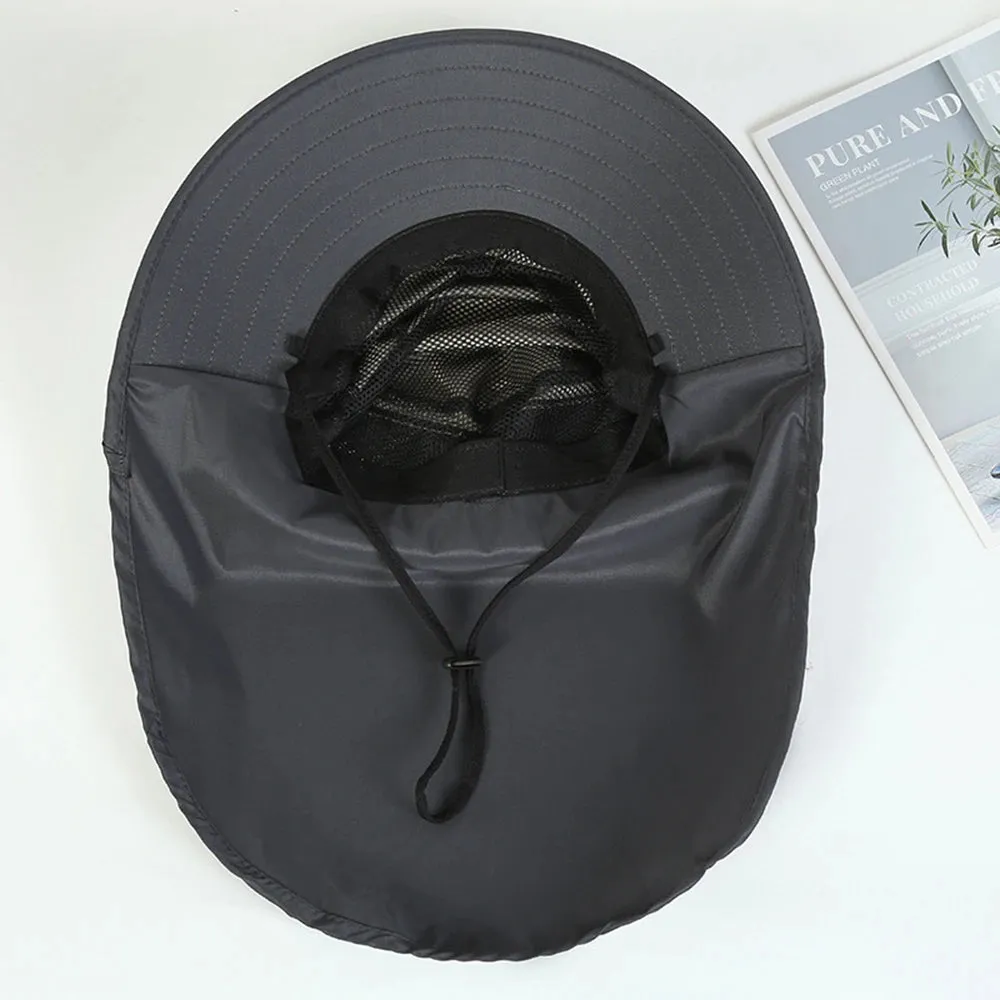 UV-Protection Hat Hiking Hat with Removable Mesh Face Neck Flap Cover Fishing Cap for Man Women