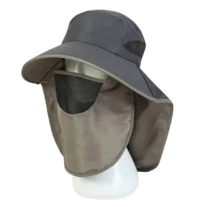 UV-Protection Hat Hiking Hat with Removable Mesh Face Neck Flap Cover Fishing Cap for Man Women