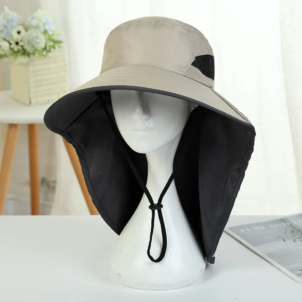 UV-Protection Hat Hiking Hat with Removable Mesh Face Neck Flap Cover Fishing Cap for Man Women