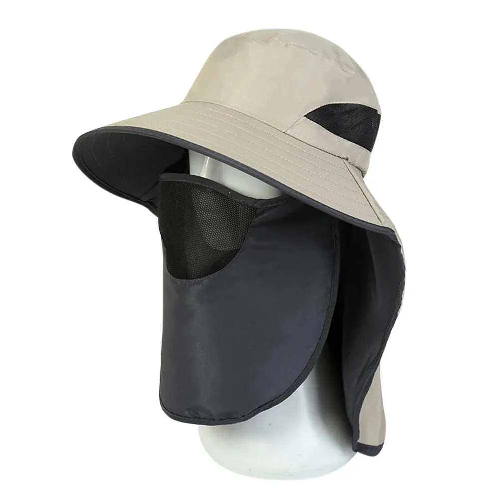 UV-Protection Hat Hiking Hat with Removable Mesh Face Neck Flap Cover Fishing Cap for Man Women