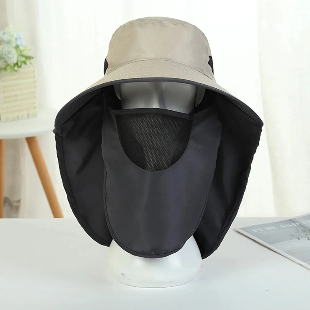 UV-Protection Hat Hiking Hat with Removable Mesh Face Neck Flap Cover Fishing Cap for Man Women