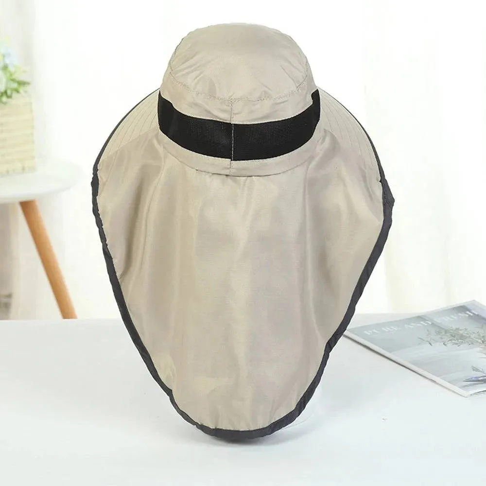 UV-Protection Hat Hiking Hat with Removable Mesh Face Neck Flap Cover Fishing Cap for Man Women