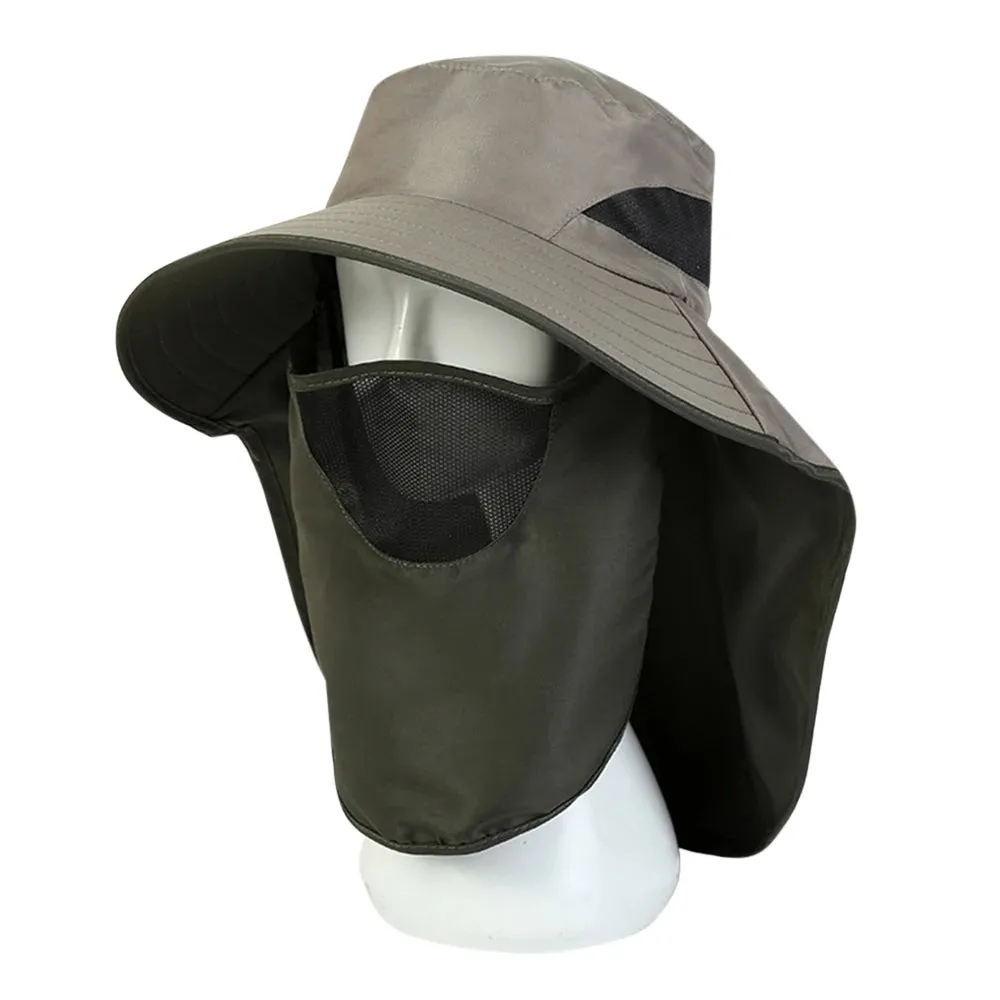 UV-Protection Hat Hiking Hat with Removable Mesh Face Neck Flap Cover Fishing Cap for Man Women