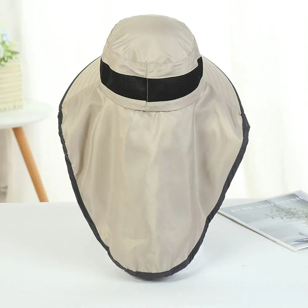 UV-Protection Hat Hiking Hat with Removable Mesh Face Neck Flap Cover Fishing Cap for Man Women