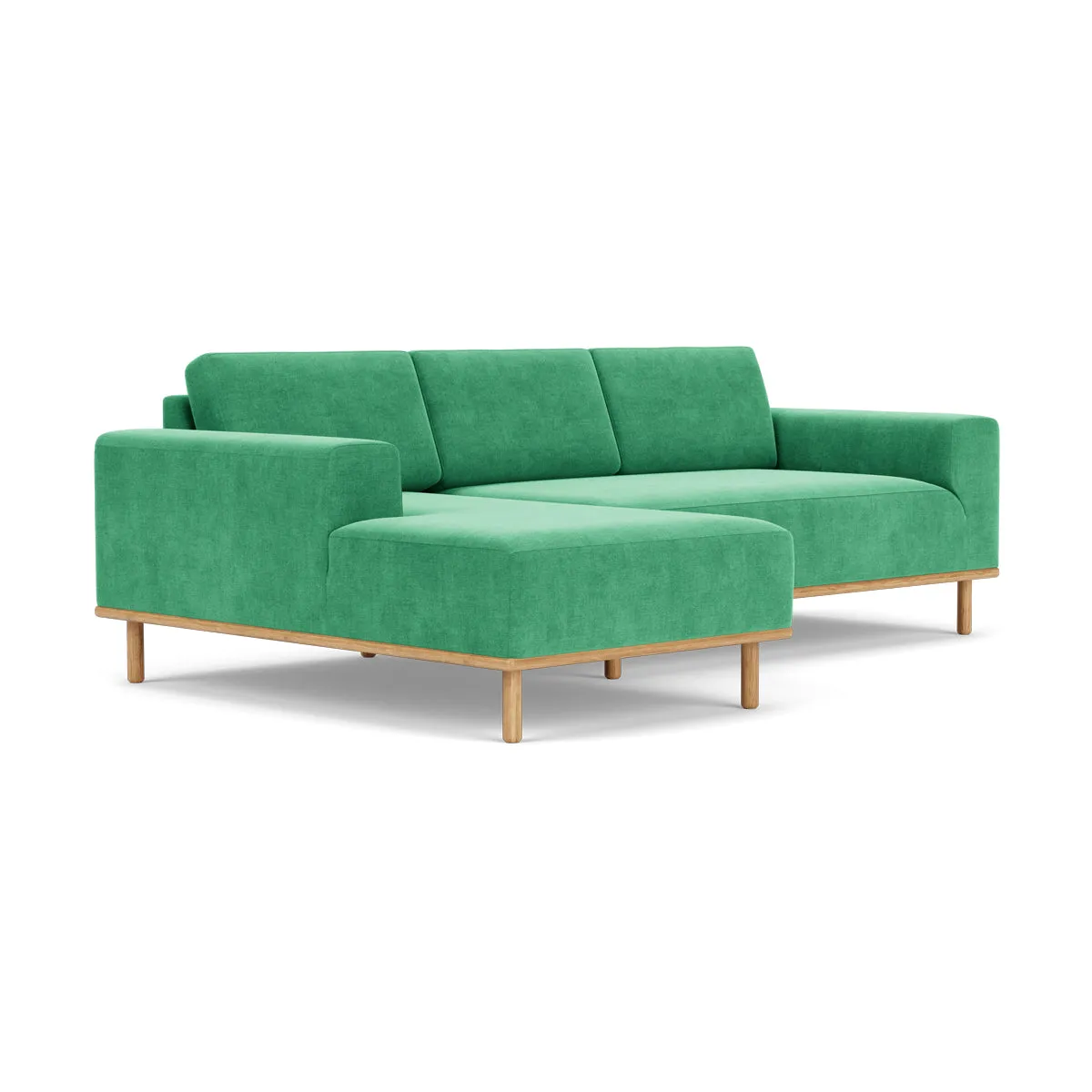 Vilmar Fabric Left Chaise Sofa (Oak, Grass Green)