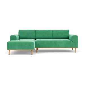 Vilmar Fabric Left Chaise Sofa (Oak, Grass Green)
