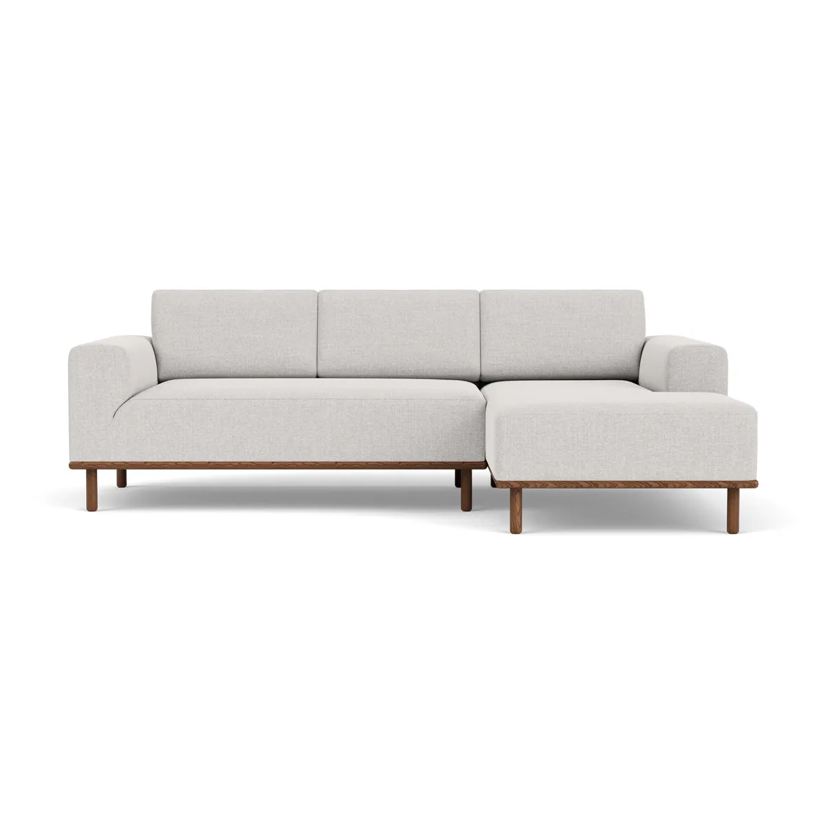 Vilmar Fabric Right Chaise Sofa (Walnut Natural, Cool Grey Weave)