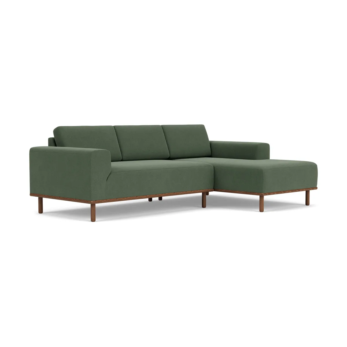 Vilmar Fabric Right Chaise Sofa (Walnut Natural, Dark Green)