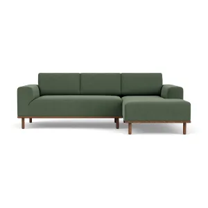 Vilmar Fabric Right Chaise Sofa (Walnut Natural, Dark Green)
