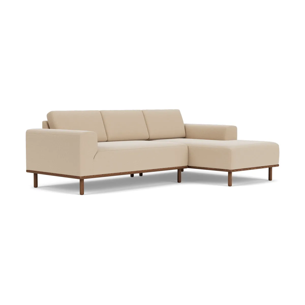 Vilmar Fabric Right Chaise Sofa (Walnut Natural, Form Cream)