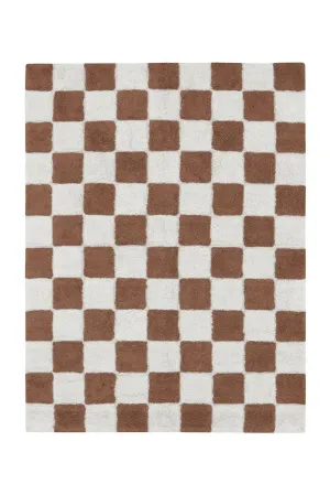 WASHABLE AREA RUG KITCHEN TILES TOFFEE